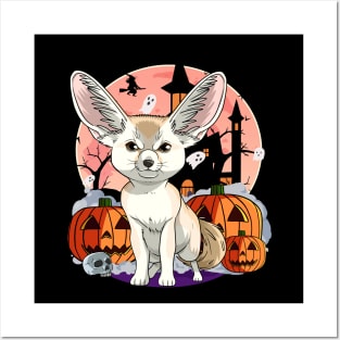 Fennec Fox Witch Pumpkin Halloween Posters and Art